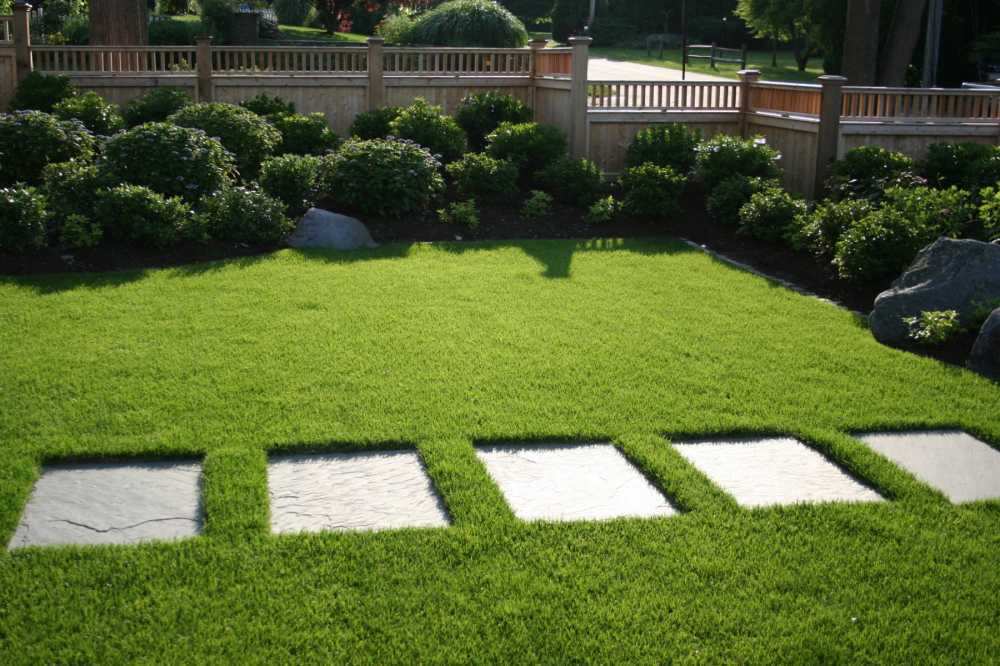 These bluestone steppers were perfectly aliened through  this sodded lawn.